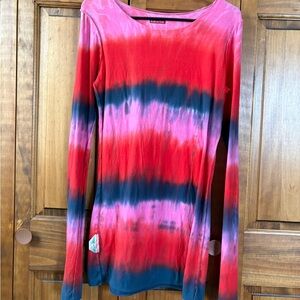 Hard Tail Red and Blue Tie-Dye Long Sleeve Tee